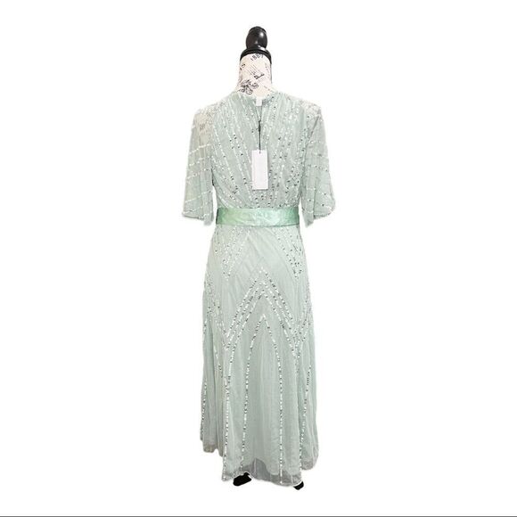 Frock and Frill embellished midi dress in sage green - Picture 3 of 10